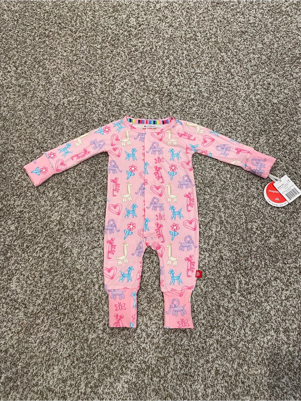 NWT Magnetic Me Pink Glow in the Dark Party Animals Baby Girl Pajamas Size 0-3M